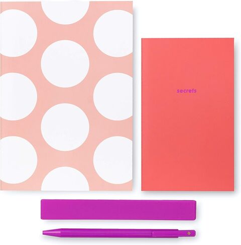 Kate Spade New York Jotter Pouch with Office/School Supplies for Women, Mesh Travel Zip Pouch Includes 2 Notebooks and Ink Pen, Peach Jumbo Dot in Saudi Arabia