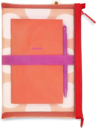 Kate Spade New York Jotter Pouch with Office/School Supplies for Women, Mesh Travel Zip Pouch Includes 2 Notebooks and Ink Pen, Peach Jumbo Dot in Saudi Arabia