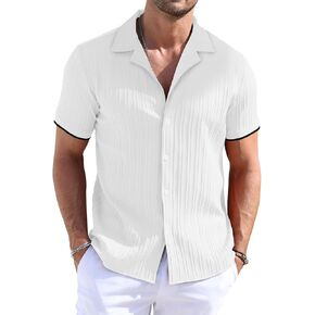 Men's Button Down Shirts Casual Short Sleeve Dress Shirts Summer Beach Vacation Shirts in Saudi Arabia
