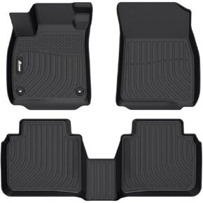 IKON MOTORSPORTS 3D TPE Floor Mats, Compatible with 2023-2025 Honda Accord, All Weather Waterproof Anti-Slip Floor Liners, Front & 2nd Row Full Set Car Interior Accessories, Black in Saudi Arabia