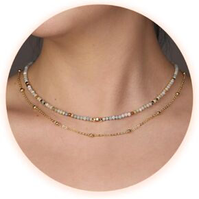 قلادات من الخضروات للنساء - 3 مم مصنوعة يدويًا من الحجر الطبيعي الشفاء من القلادة الكريستالية قلادة ذهبية للنساء للنساء هدايا المجوهر in Kuwait