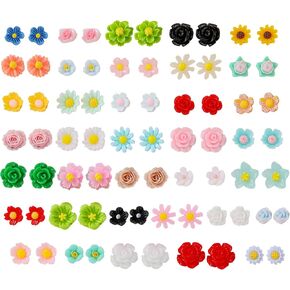 36Pairs Rose Flower Plastic Earrings for Women Plastic Post Earrings Sensitive Ears Hypoallergenic Stud Earring Sets Jewelry in Saudi Arabia