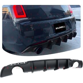 WildWell Rear Bumper Diffuser Compatible with 2015-2024 Chrysler 300/300C/300S/Touring/Limited, for Chrysler 300 Rear Diffuser Valance Splitter Shark Fin Carbon Fiber Painted in Saudi Arabia