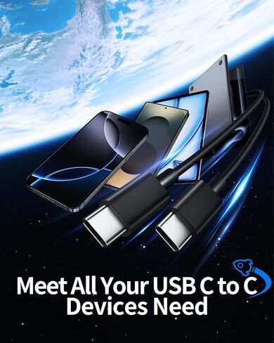 USB C to USB C Cable 10FT, 2-Pack 10 Foot Long Charging Cable Type C Fast Charger Cord for iPhone 16/15 Pro Max/Plus/16e, iPad Pro/Air/Mini, MacBook, Samsung S25/S24/S23, Pixel 9/8/7, Tablet, Android in Kuwait