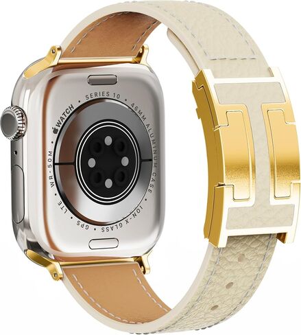مصمم فرقة جلدية أصلية متوافقة مع Apple Watch Ultra/SE/Series 10/9/8/7/6/5/4/3/2/1 (49mm-38mm) ، حزام بديل للمشبك المغناطيسي للرجال والنساء in Kuwait