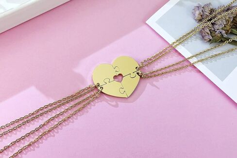 MEALGUET Personalized Name Initial Stainless Steel Heart Shape BFF Puzzle Necklace 2/3/4/5/6 Pcs for Family Love Best Friend Matching Necklace Set in Saudi Arabia