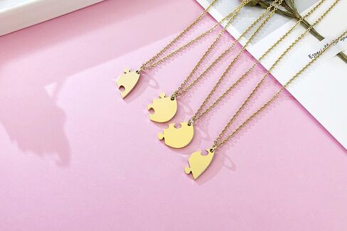 MEALGUET Personalized Name Initial Stainless Steel Heart Shape BFF Puzzle Necklace 2/3/4/5/6 Pcs for Family Love Best Friend Matching Necklace Set in Saudi Arabia