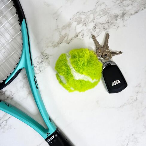 Furry Tennis Ball Keychain – Soft Plush Tennis Ball Key Ring, 2.75" Diameter – Lightweight Fluffy Sports Bag Accessory – Compatible with Backpacks, Purses, Keys, Tennis Bags in Kuwait
