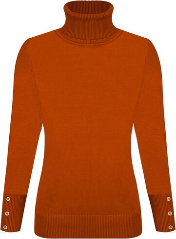 Women's Fall Long Sleeve Turtleneck Sweaters Casual Pullover Jumper Slim Fit Knit Tops in Kuwait