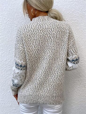 Women’s Snowflake Christmas Sweater Casual Long Sleeve Knitted Pullover Sweaters Crewneck Loose Jumper Tops in Saudi Arabia
