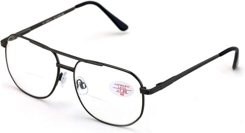 Bifocal Metal Tear Drop Reading Glasses - Big Lens Spring Hinge Square Reader - Clear lens in Saudi Arabia