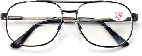 Bifocal Metal Tear Drop Reading Glasses - Big Lens Spring Hinge Square Reader - Clear lens in Saudi Arabia