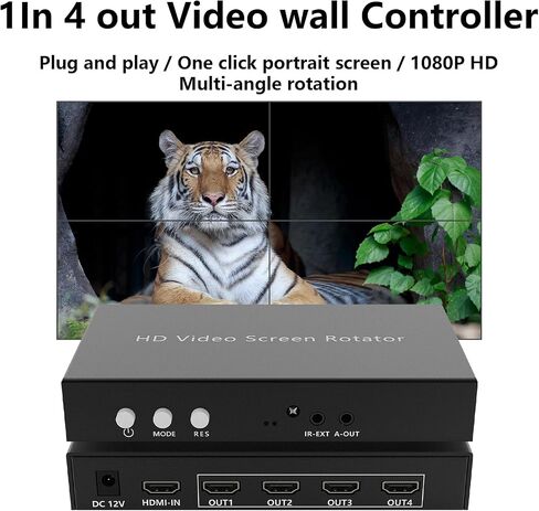 4K ICUIXIAN Video Wall Controller 2x2 4k Multi-View Seamless Matrix Switcher 4x4 Support HDMI 2.0、RS232 Software、 3.5MM Audio 、1x4 4x1 Video Wall 90-180-270° of Rotation(4x4 Matrix+2x2 Video Wall) in Kuwait