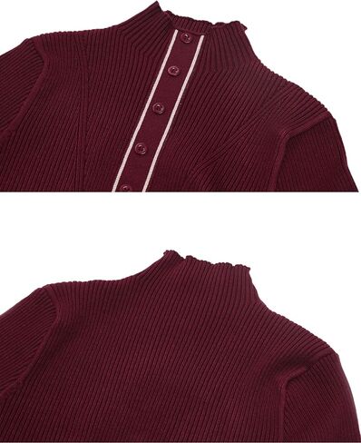 LAI MENG FIVE CATS Women's Elegant Long Sleeve Sweater Plaid Knit Pullover Fall Midi Dress in Saudi Arabia