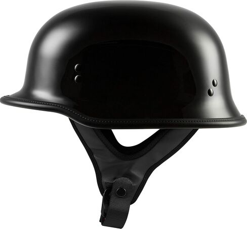 HIGHWAY 21 9-Millimeter German Beanie Helmet, Half Shell Motorcycle Gear, Black Safety Head Cover, Dual D-Ring Chinstrap in Saudi Arabia