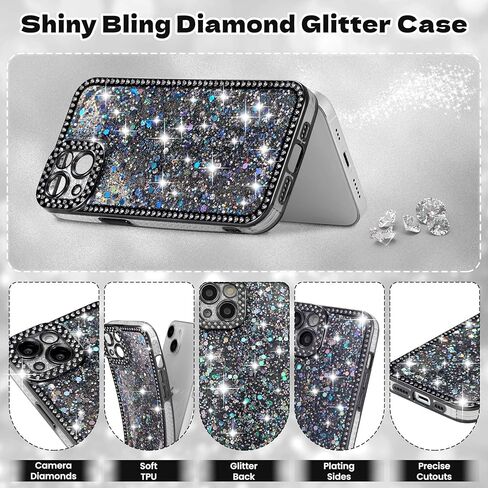 Fabspark Case لـ iPhone 16 Pro Max ، Glitter Crystal Diamond Rhinestons Sequin Bling Bling Sparkly Luckury Luxury Case ، الحماية الكاملة الجمالية اللطيفة لـ iPhone 16 Pro Max ، Pink in Kuwait