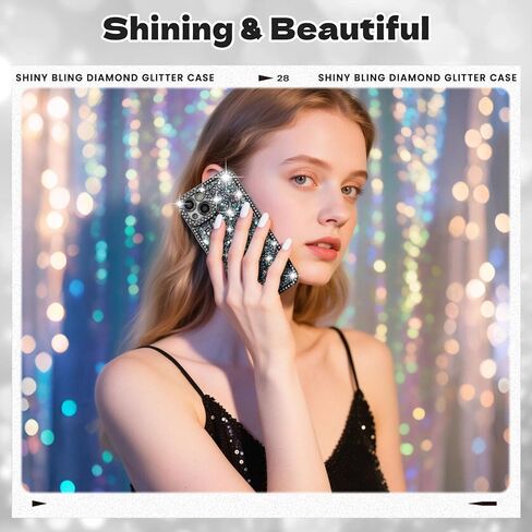 Fabspark Case لـ iPhone 16 Pro Max ، Glitter Crystal Diamond Rhinestons Sequin Bling Bling Sparkly Luckury Luxury Case ، الحماية الكاملة الجمالية اللطيفة لـ iPhone 16 Pro Max ، Pink in Kuwait