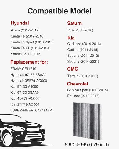 فلتر هواء كابينة بوروما مع الكربون المنشط، بديل لـ CF11671، 6090C، CAF1864P، مازدا: EG21-61-P11، جيب جراند واجونير، واجونير، مازدا CX-7، رام 1500، 1500 كلاسيك، 2500، 3500، 4500، 5500 in Kuwait
