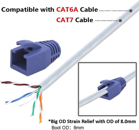 VCE 30-Pack Cat6A/Cat7 Ethernet RJ45 Boots Strain Relief Boots Cable Cap Connector Plug Cover Soft Plastic -Black in Kuwait