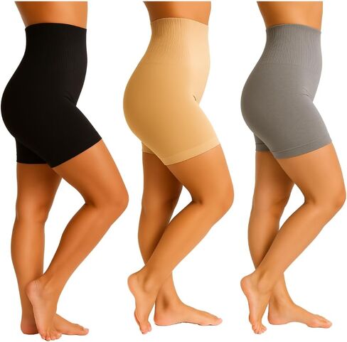 3pk High Waisted Long Leg Shaper Shorts – Seamless Tummy Control Smoothing Underwear for Women in Saudi Arabia