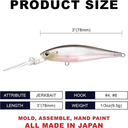 LUCKY CRAFT Pointer 78XD ~Extra Deep Diver Jerkbait Side by Side Action Tournament Winning Perfect Wobbling Freshwater Lake Bass Fishing Champion Bait in Kuwait