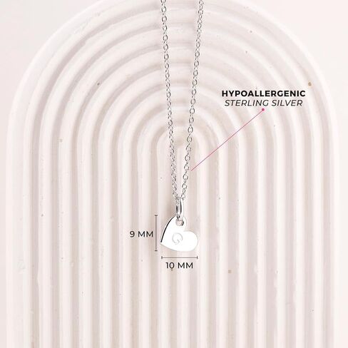 925 Sterling Silver Polished Heart Charm Pendant Necklace for Little Girls & Teens 16" - Customizable Heart Pendant Necklace - Meaningful and Unique Jewelry Birthday Gifts for Girls in Saudi Arabia