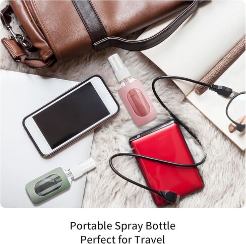 HOMBYS Empty Clear Glass 2oz Small Spray Bottles with Silicone Sleeve Protection - Refillable Containers for Travel, Cleaning Solutions, Essential Oils, Sanitizers - Fine Mist Spray - 4 Pack-Clear in Saudi Arabia
