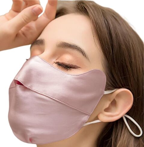 Silk Breathable Face UV Face Covering UPF 50+ Women Sun Protection Face Mask Washable Reusable for Running Outdoors in Saudi Arabia