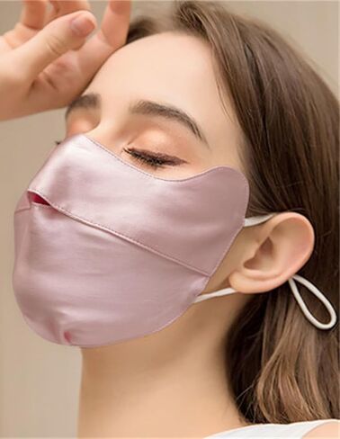 Silk Breathable Face UV Face Covering UPF 50+ Women Sun Protection Face Mask Washable Reusable for Running Outdoors in Saudi Arabia