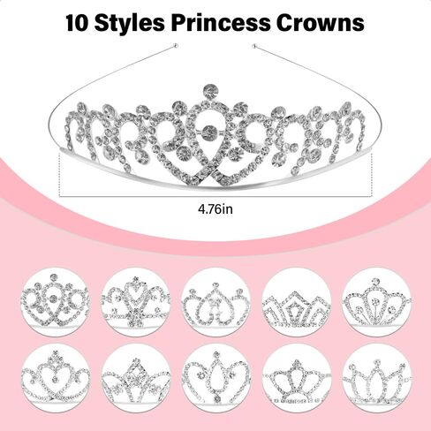 TOBATOBA 10Pcs Gold Tiaras for Women Girls Sparkling Rhinestone Princess Tiara Headband Rapunzel Crowns for Women Tiaras Set Small Tiara Bulk for Birthday Party Wedding School Classroom Costumes Proms in Kuwait