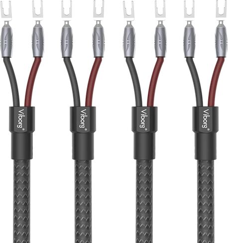 Viborg VS901 HiFi Speaker Cable 8.2FT Braided Audiophile Speaker Wire 19.5 AWG HiFi Multiplex OFC PTFE Insulation Heavy Duty Speaker Cord Φ18MM with Rhodium-Plated Copper Speaker Y Spades in Kuwait