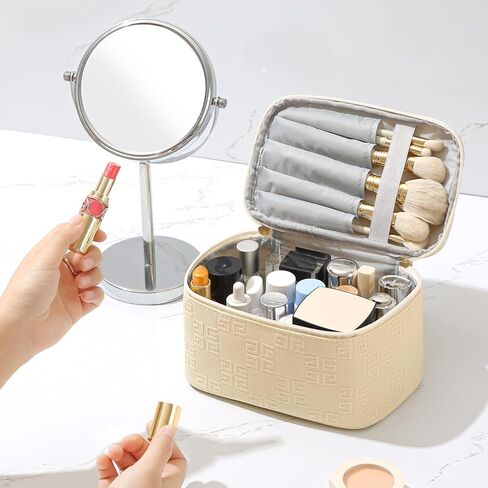 Meiyuuo Cute Makeup Bag Small Cosmetic Bags for Women Girls Gift for Teens Medium Pouch for Purse Essentials Toiletry Zip Pouch PU Waterproof Organizer Case (Cow Print) in Saudi Arabia