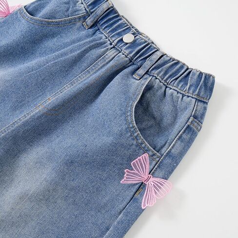 Rolanko Girls Jeans Denim Elastic Wasit Wide Leg Baggy Pants Kids Clothes 4-14 Years in Saudi Arabia