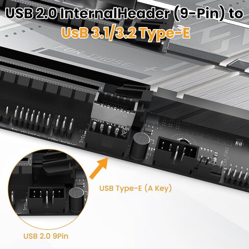 USB 2.0 to USB 3.2 Gen 1 header Adapter ، 9pin male to type-e key-main-mainboard extense extens in Kuwait