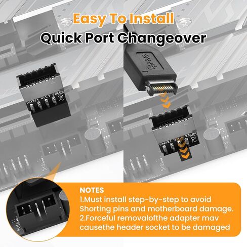 USB 2.0 to USB 3.2 Gen 1 header Adapter ، 9pin male to type-e key-main-mainboard extense extens in Kuwait