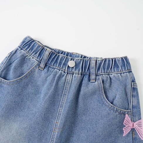 Rolanko Girls Jeans Denim Elastic Wasit Wide Leg Baggy Pants Kids Clothes 4-14 Years in Saudi Arabia