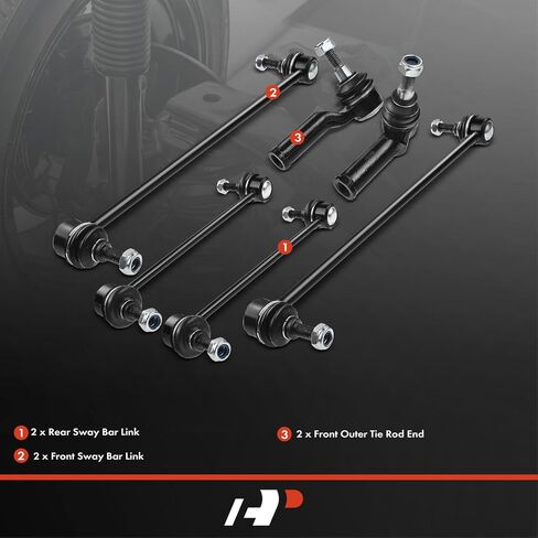 A-Premium Set of 6, Front & Rear Sway Bar Link, Front Outer Tie Rod End, Compatible with Land Rover LR2 2008-2015 in Saudi Arabia