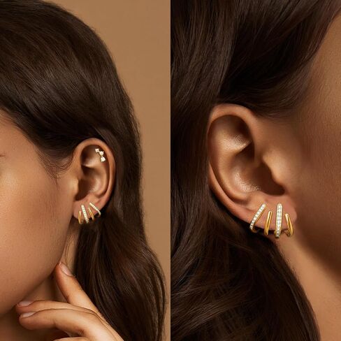 IMBOS Earrings for Women Trendy 14K Gold Stud Earrings Claw Earring Dainty Simple Minimalist Gold Earring Hypoallergenic Jewelry for Women Gifts in Saudi Arabia