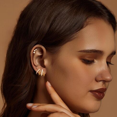 IMBOS Earrings for Women Trendy 14K Gold Stud Earrings Claw Earring Dainty Simple Minimalist Gold Earring Hypoallergenic Jewelry for Women Gifts in Saudi Arabia