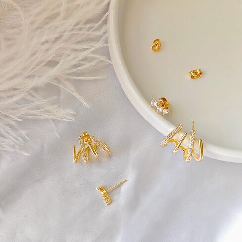 IMBOS Earrings for Women Trendy 14K Gold Stud Earrings Claw Earring Dainty Simple Minimalist Gold Earring Hypoallergenic Jewelry for Women Gifts in Saudi Arabia