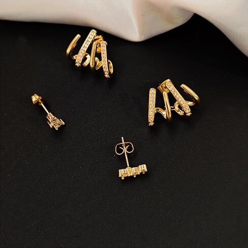 IMBOS Earrings for Women Trendy 14K Gold Stud Earrings Claw Earring Dainty Simple Minimalist Gold Earring Hypoallergenic Jewelry for Women Gifts in Saudi Arabia