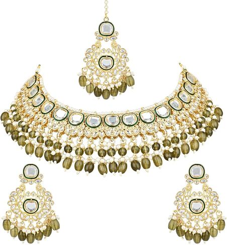 I Jewels Traditional Meenakari Kundan & Pearl Choker Necklace Jewellery Set For Women (K7260) in Saudi Arabia