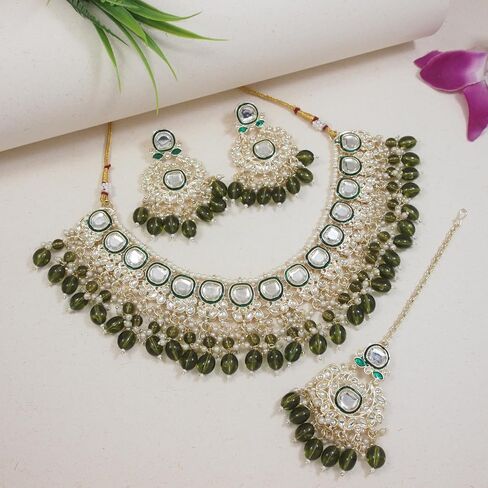 I Jewels Traditional Meenakari Kundan & Pearl Choker Necklace Jewellery Set For Women (K7260) in Saudi Arabia
