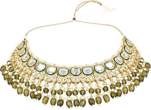 I Jewels Traditional Meenakari Kundan & Pearl Choker Necklace Jewellery Set For Women (K7260) in Saudi Arabia