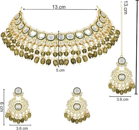 I Jewels Traditional Meenakari Kundan & Pearl Choker Necklace Jewellery Set For Women (K7260) in Saudi Arabia