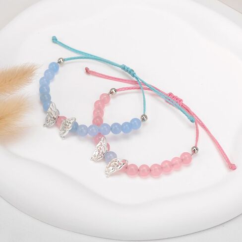 GolbalJew Butterfly Friendship Matching Bracelets for Best Friend Cute Charm BFF Bracelets Jewelry Gifts for Women Stone Beads Stretch Beaded Bracelet in Kuwait