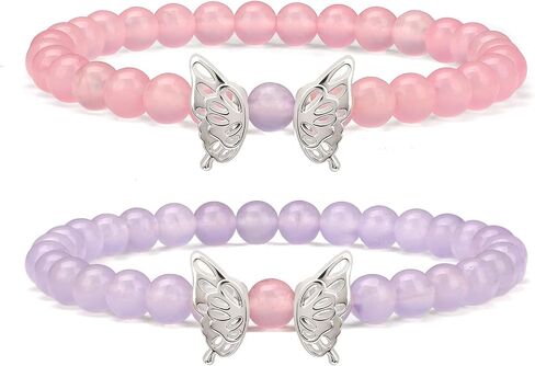 GolbalJew Butterfly Friendship Matching Bracelets for Best Friend Cute Charm BFF Bracelets Jewelry Gifts for Women Stone Beads Stretch Beaded Bracelet in Kuwait