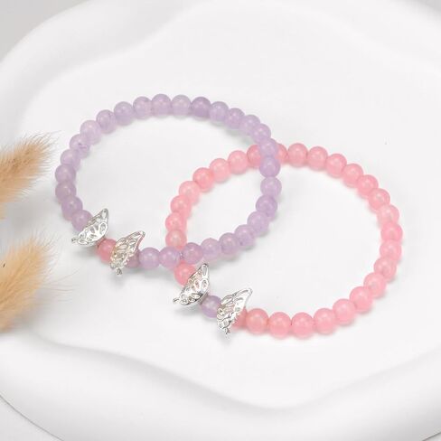 GolbalJew Butterfly Friendship Matching Bracelets for Best Friend Cute Charm BFF Bracelets Jewelry Gifts for Women Stone Beads Stretch Beaded Bracelet in Kuwait