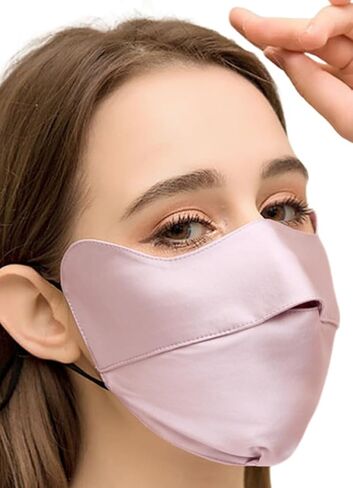 Silk Breathable Face UV Face Covering UPF 50+ Women Sun Protection Face Mask Washable Reusable for Running Outdoors in Saudi Arabia