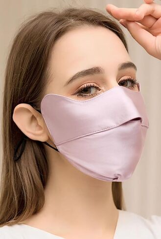 Silk Breathable Face UV Face Covering UPF 50+ Women Sun Protection Face Mask Washable Reusable for Running Outdoors in Saudi Arabia